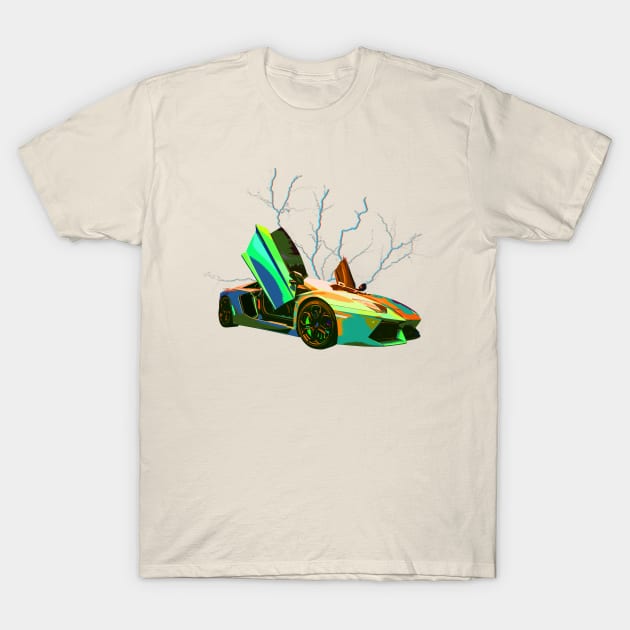 Lambo Aventador Storm Greenery Sand T-Shirt by CharlieCreator